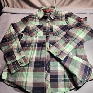 Womens Canada Weather Gear‎ Check Plaid Flannel Shirt Sz Medium Cotton Button
